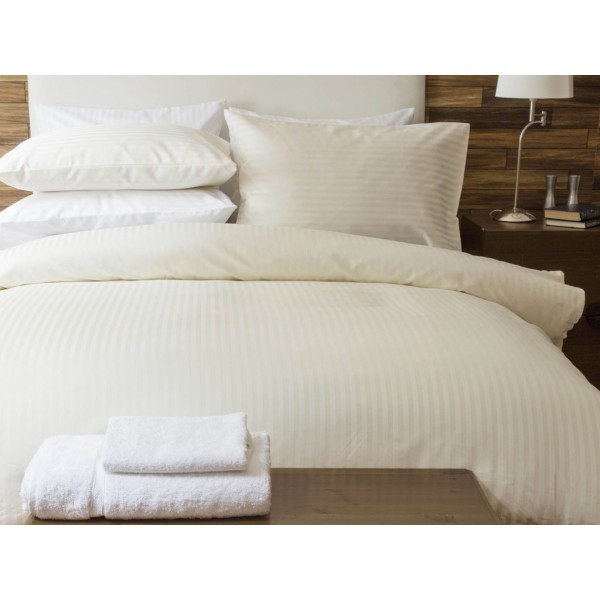 Belledorm Hotel Suite Satin Stripe Ivory 540 Thread Count Duvet Cover Sets