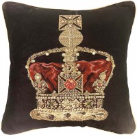 Tapestry Cushions The Queen's Platinum Jubilee Royal Crown in Black