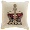 Tapestry Cushions The Queen's Platinum Jubilee Royal Crown in Beige
