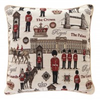 Tapestry Cushions The Queen's Platinum Jubilee Royal Guard in Black